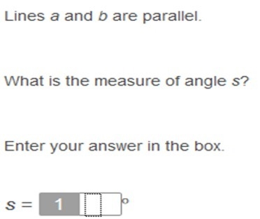 Lines a and b are parallel. What is the measure of angle Enter your answer in the-example-1