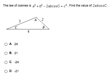 Help Please regarding the law of cos.-example-1