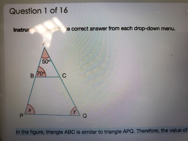 in this figure triangle ABC is similar to APQ. therefore, the value of x is___ and-example-1