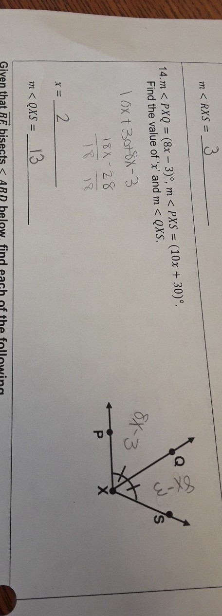 Find the value of 'x' and m < QXS-example-1