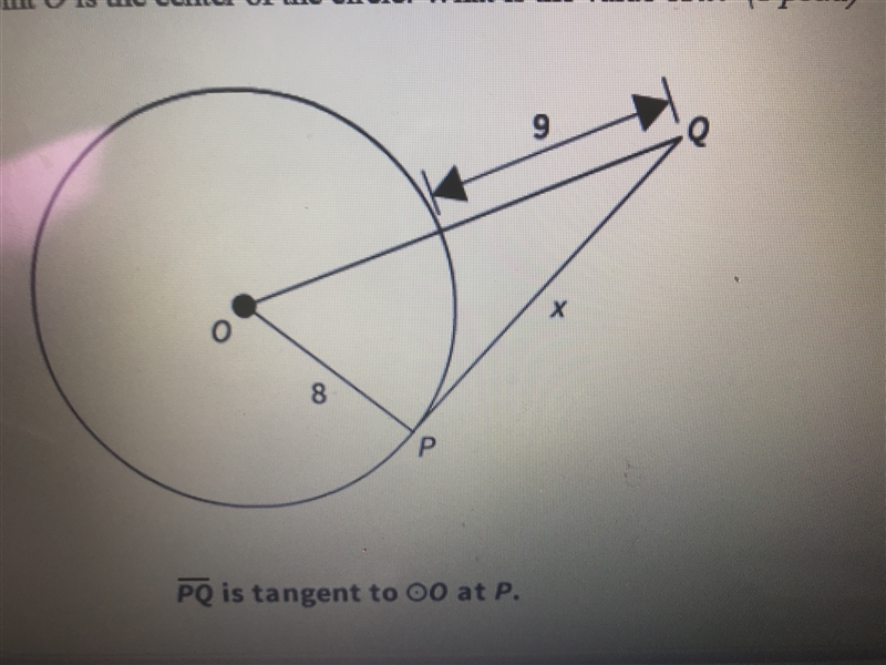 Point O is in the center of the circle. What is the value of x? A. 8 B. 9 C. 15 D-example-1