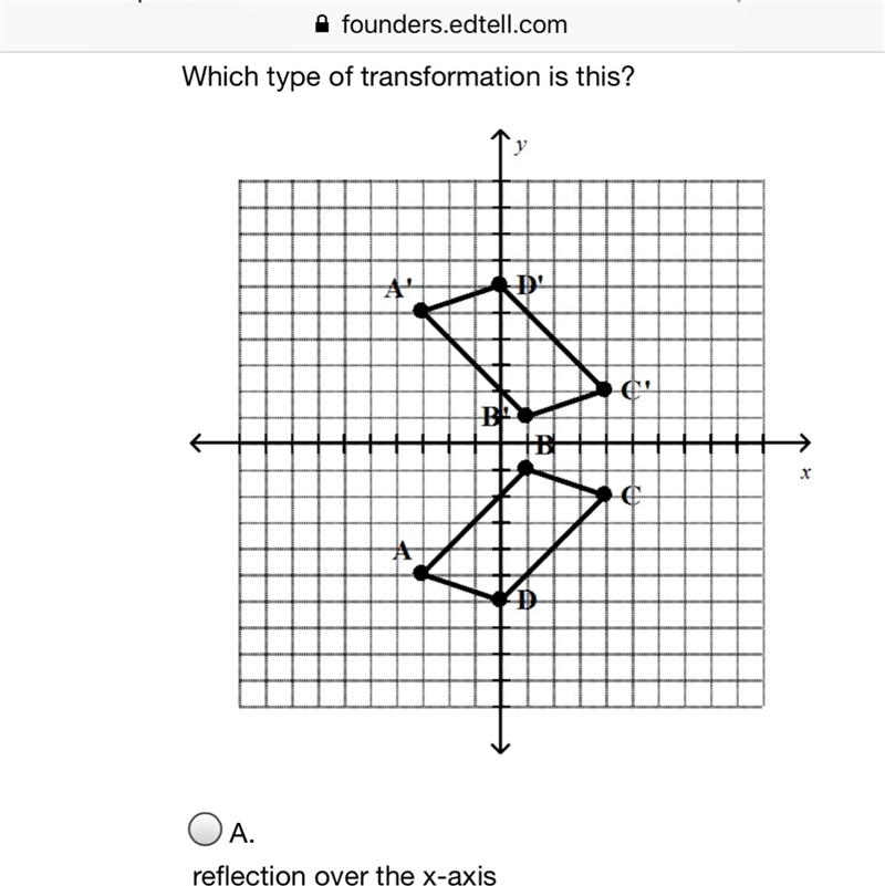 B.rotation 180 C.translation 10 units up D.reflection over the y-axis Geometry math-example-1