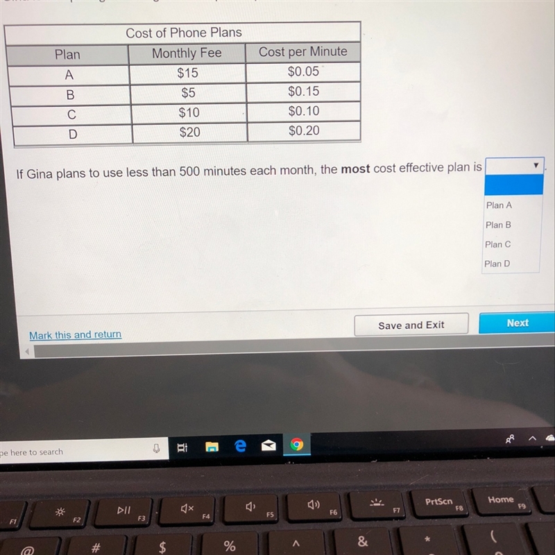 Gina is comparing four long distance phone plans. The table shows the cost of each-example-1