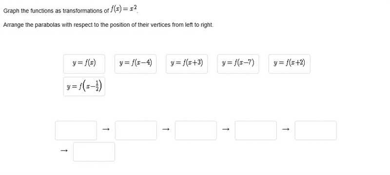 OFFERING 75 POINTS! Arrange the parabolas in the correct order. Attachment included-example-1