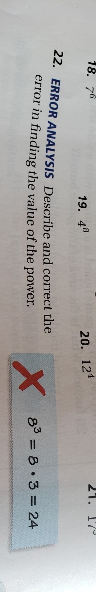 Error analysis describe and correct the error in finding the value of tge power-example-1