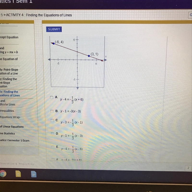 Which of the following equation describe the line shown below-example-1