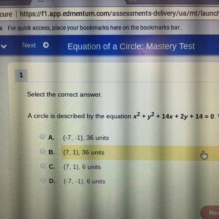 What are the coordinates for the center of the circle and the length of the radius-example-1