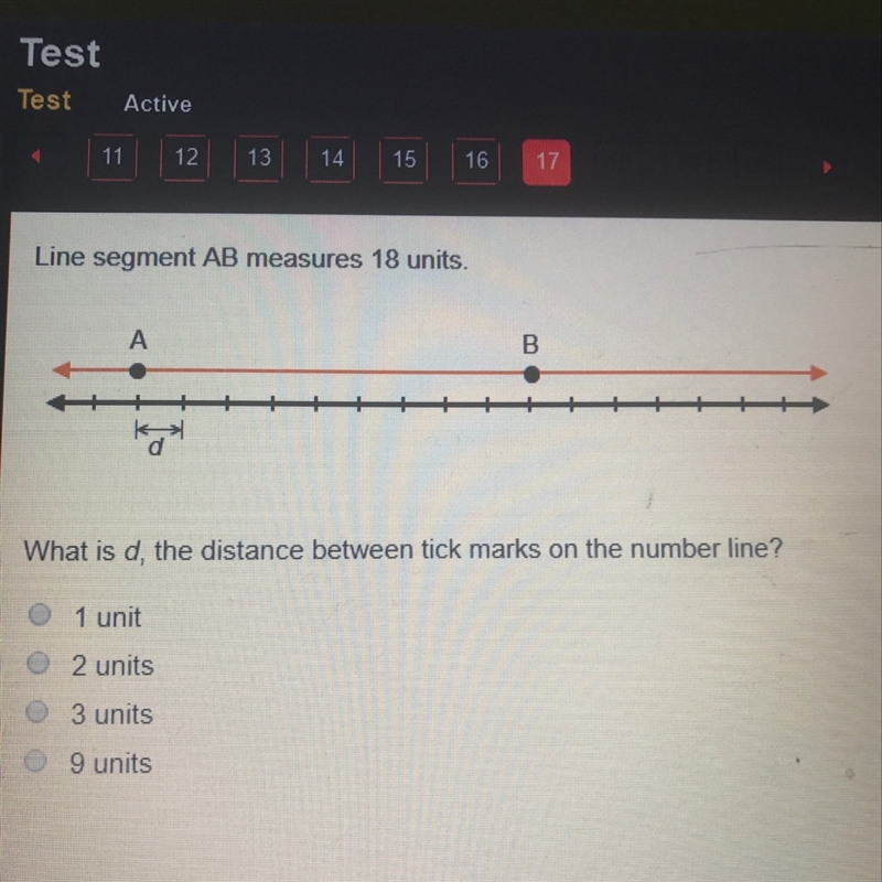 Line segment AB measures 18 unit-example-1