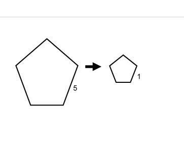 The first Pentagon is dilated to form the second pentagon. Drag and drop the answer-example-1