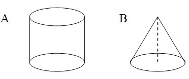 Assume Cylinder A and Cone B are the same height and the bases have the same radius-example-1