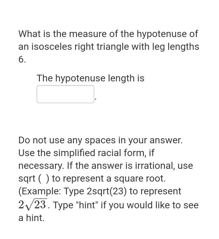 The hypotenuse length is-example-1