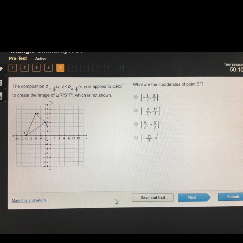 The composition D (idk) is applied to RST to create the image of R”S”T”, which is-example-1