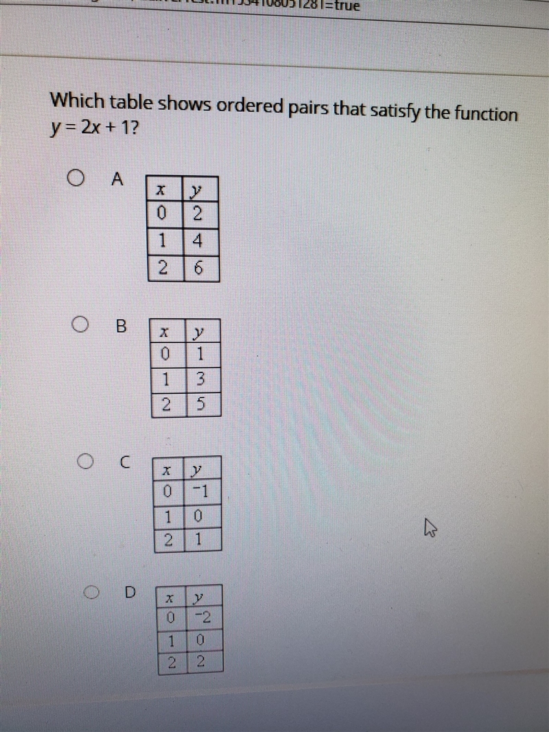 Pairs that satisfy function y=2x+1-example-1