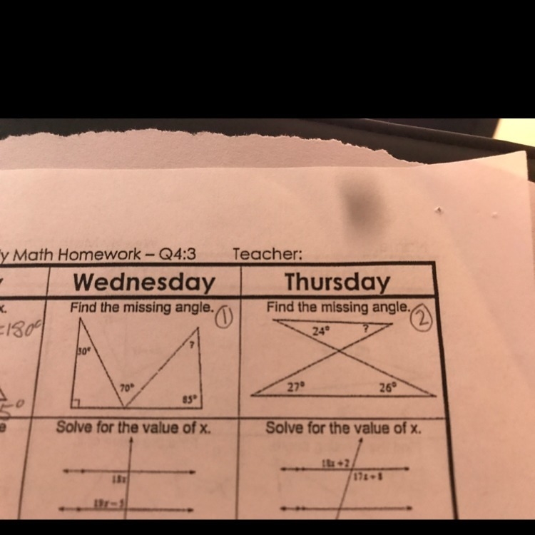 Find the missing angles for 1 and 2 please-example-1