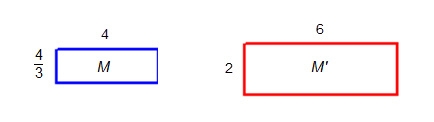 Rectangle M was dilated to form rectangle M’. What ratio is the scale factor? A. 1/2 B-example-1