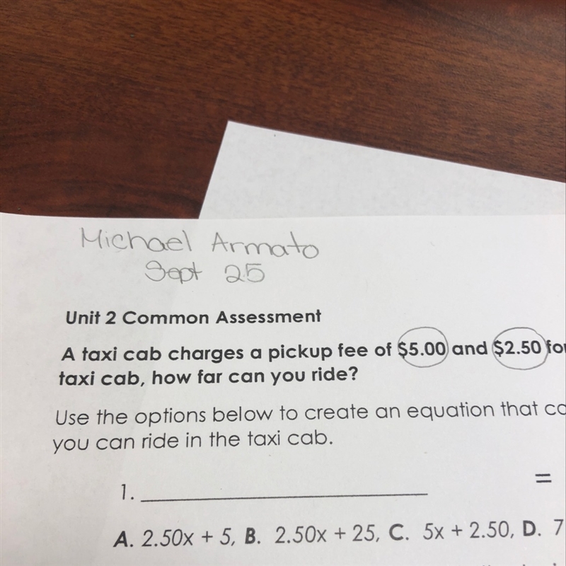 A taxi cab charges a pickup fee of $5.00and $2.50 for-example-1