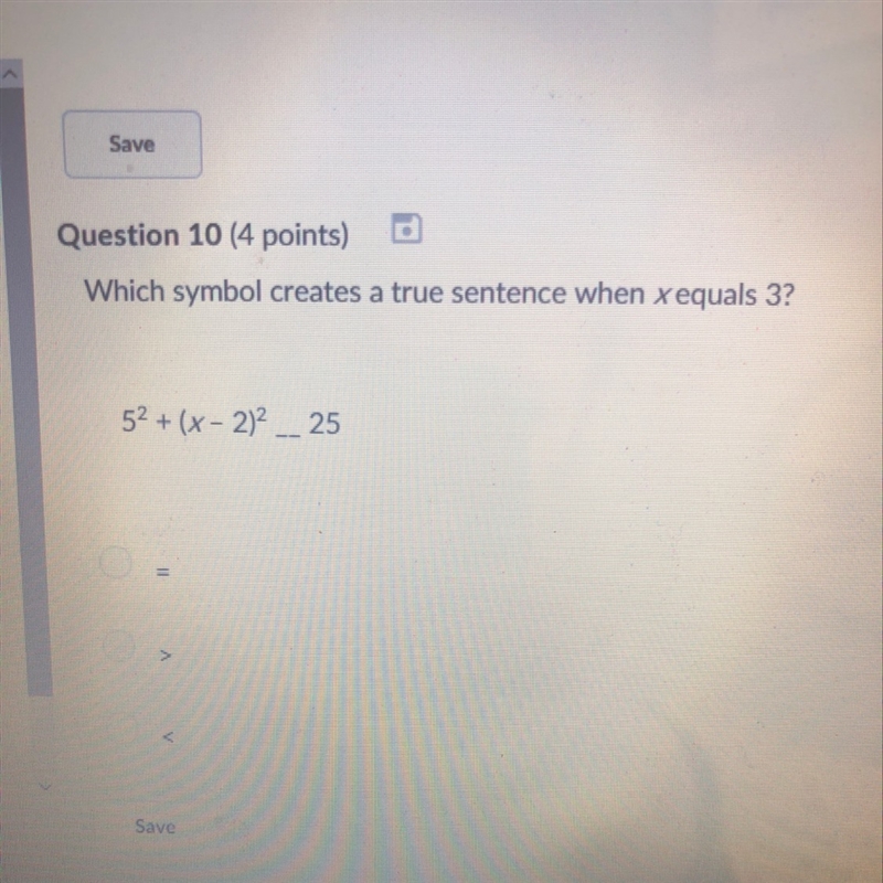 Which symbol create a true sentence when X equals three??11 HELP-example-1