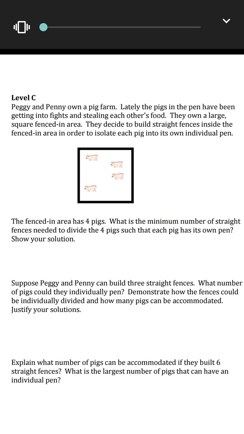 I need to know the minimum number of straight fences needed to divide the 4 pigs such-example-1