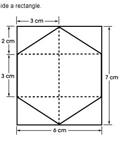 The diagram shows a hexagon drawn inside a rectangle. What is the area of the hexagon-example-1