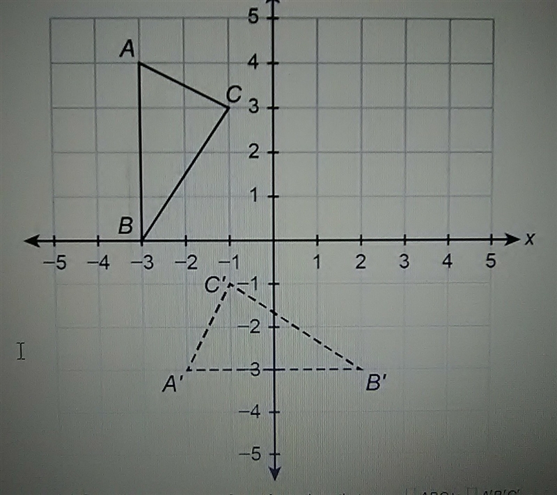 Describe a sequence of transformations that maps ABC to A'B'C'.-example-1