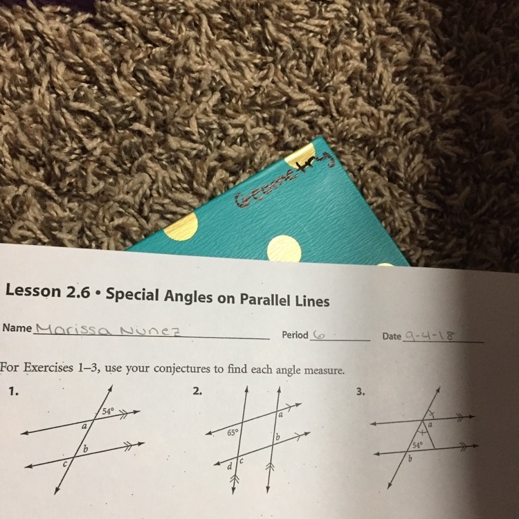 For exercises 1-3, use your conjectures to find each angle measure-example-1