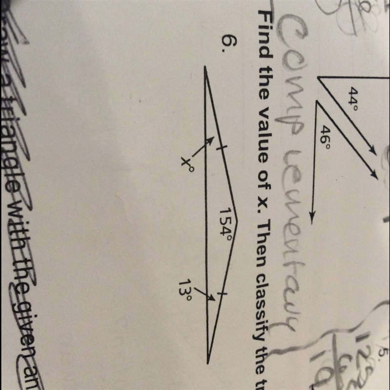 I need to know what the value of x is and what type of triangle is.-example-1