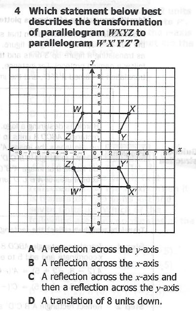 Which statement below best describes the transformation of parallelogram WXYZ to parallelogram-example-1