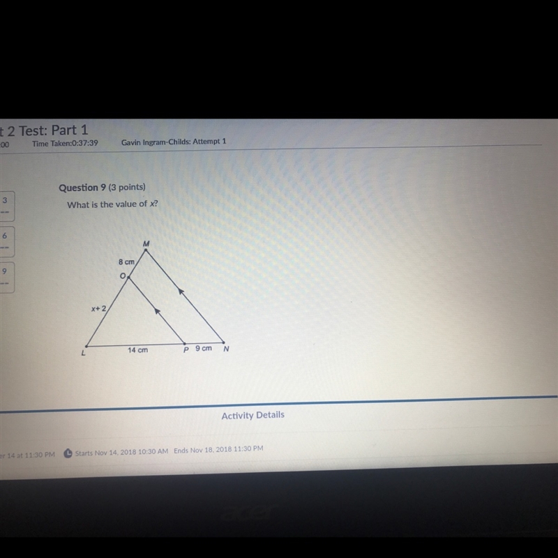 Math pls help find x Choices 3.1 10.4 13.8 13.0-example-1