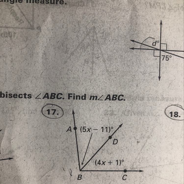 Need help with 17 to find the angle please explain step by step-example-1