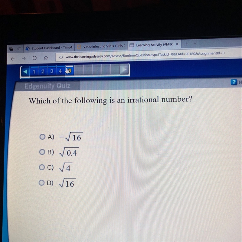 Which of the following is an irrational number-example-1