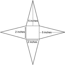 The net of a square pyramid is shown below: What is the surface area of the solid-example-1