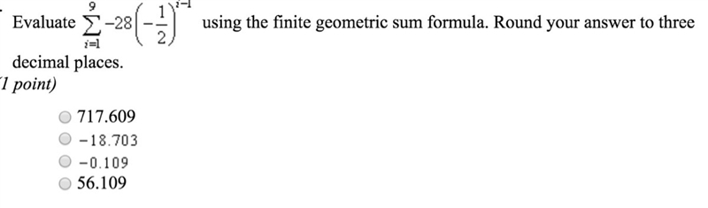 Evaluate using the finite geometric sum formula-example-1