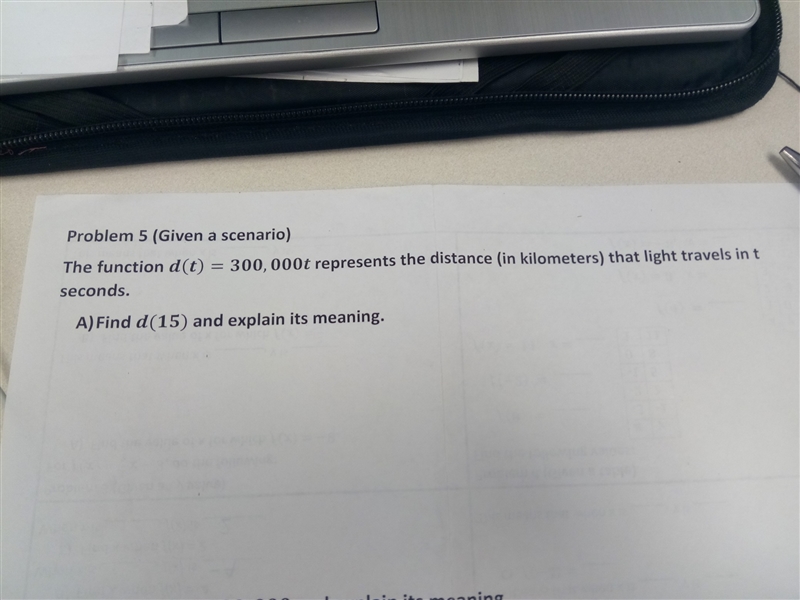 the function d(t) = 300,000t represents the distance (in kilometers) that light travel-example-1