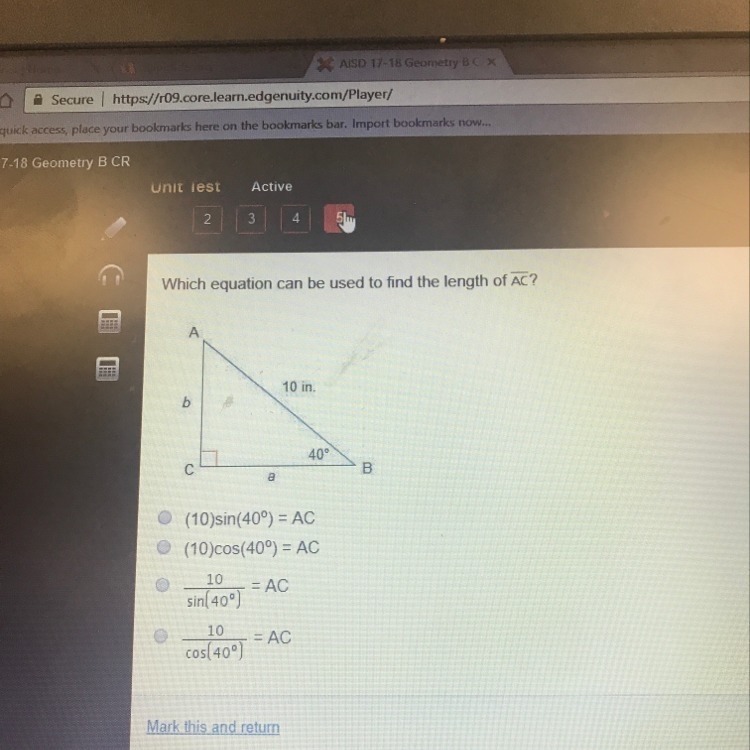 What equation can be used to find the length of AC-example-1