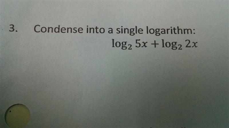 Please help condense into a single logarithm:-example-1