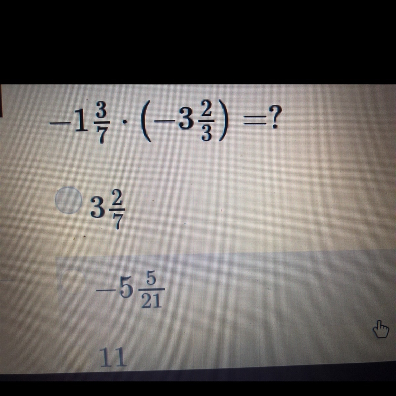 A. 3 2/7 B. -5 5/21 C. 11 D. 5 5/21-example-1