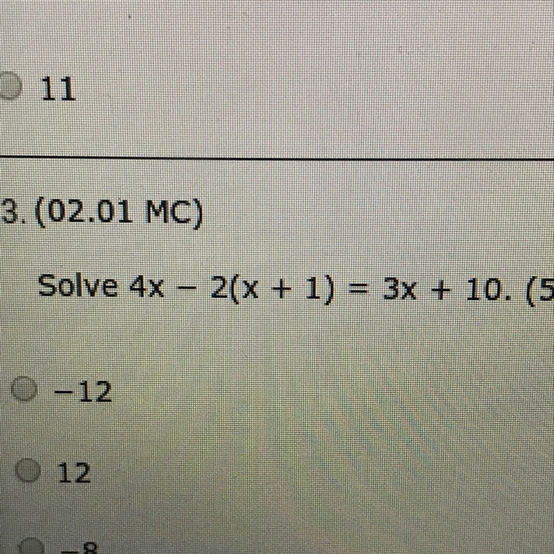 Solve 4x-2(x+1)=3x+10-example-1