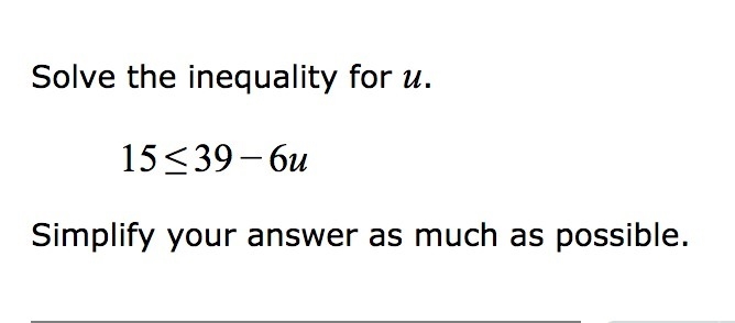 Solve the inequality for u. . Simplify your answer as much as possible.-example-1