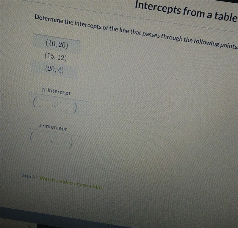 Intercept from a table-example-1