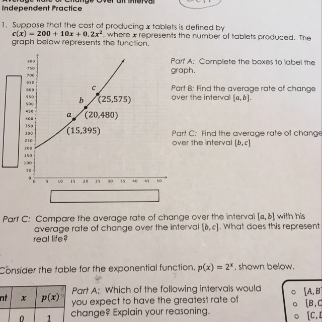 Suppose that the cost of producing x tablets is defined by c(x)= 200 + 10x + 0.2x-example-1