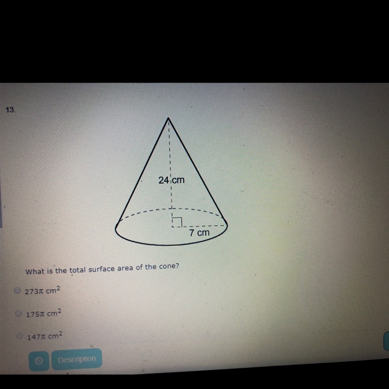 What is the total surface area of the cone?-example-1