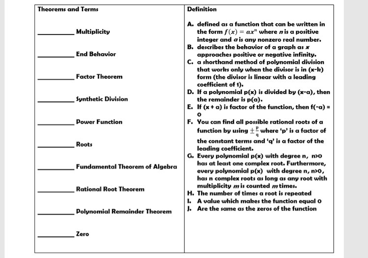 Match the theorems and terms to their definitions-example-1