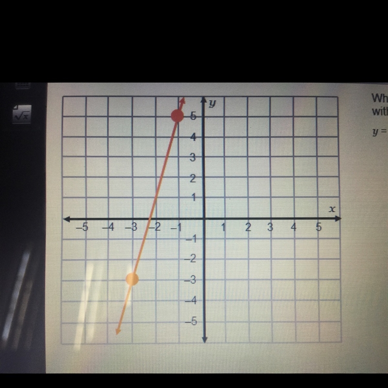 20 points What is the equation of a line parallel to the given line with an X intercept-example-1