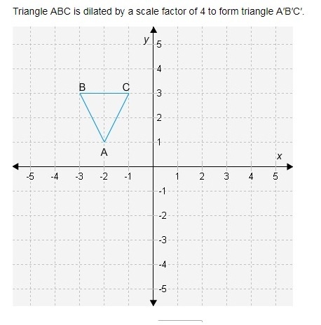 Triangle ABC is dilated by a scale factor of 4 to form triangle A′B′C′. The coordinates-example-1