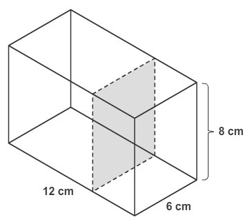 The right rectangular prism will be sliced perpendicular to its base along the dashed-example-1