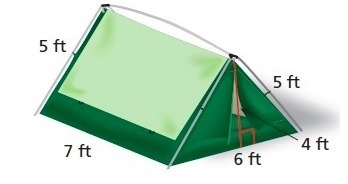 What is the least amount of fabric needed to make the tent?-example-1