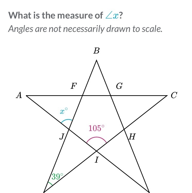 I need to know what the measure of angle x is from the picture given ? :(-example-1