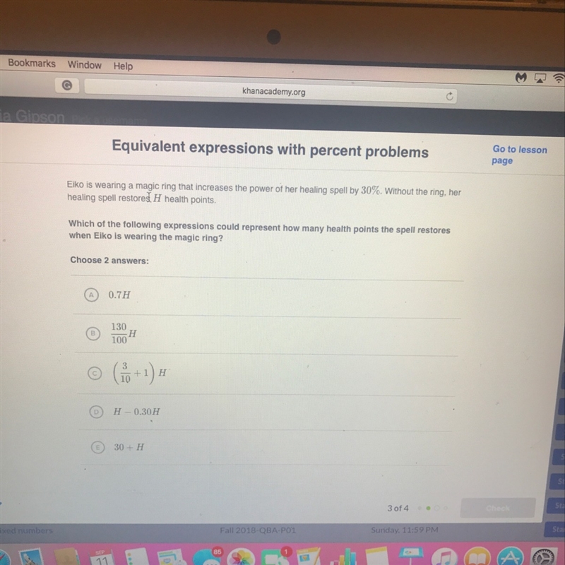 Which of the following expressions could represent how many health points the spell-example-1