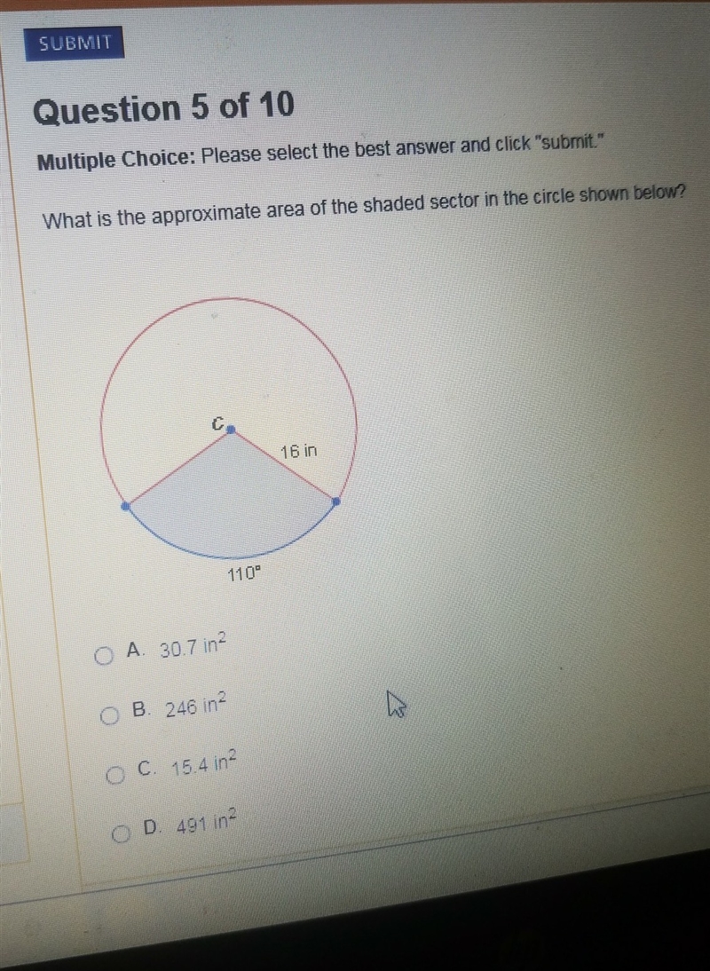 What is the approximate area of the shaded sector in the circle ? please explain too-example-1