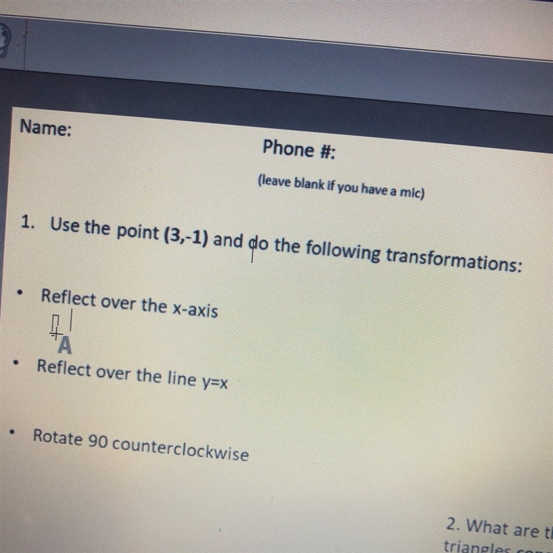 Use the point (3,-1) and do the following transformation-example-1